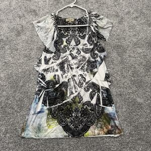 One World Tunic Top Womens Small Boho Whimsigoth Paisley Flowy Asymmetrical